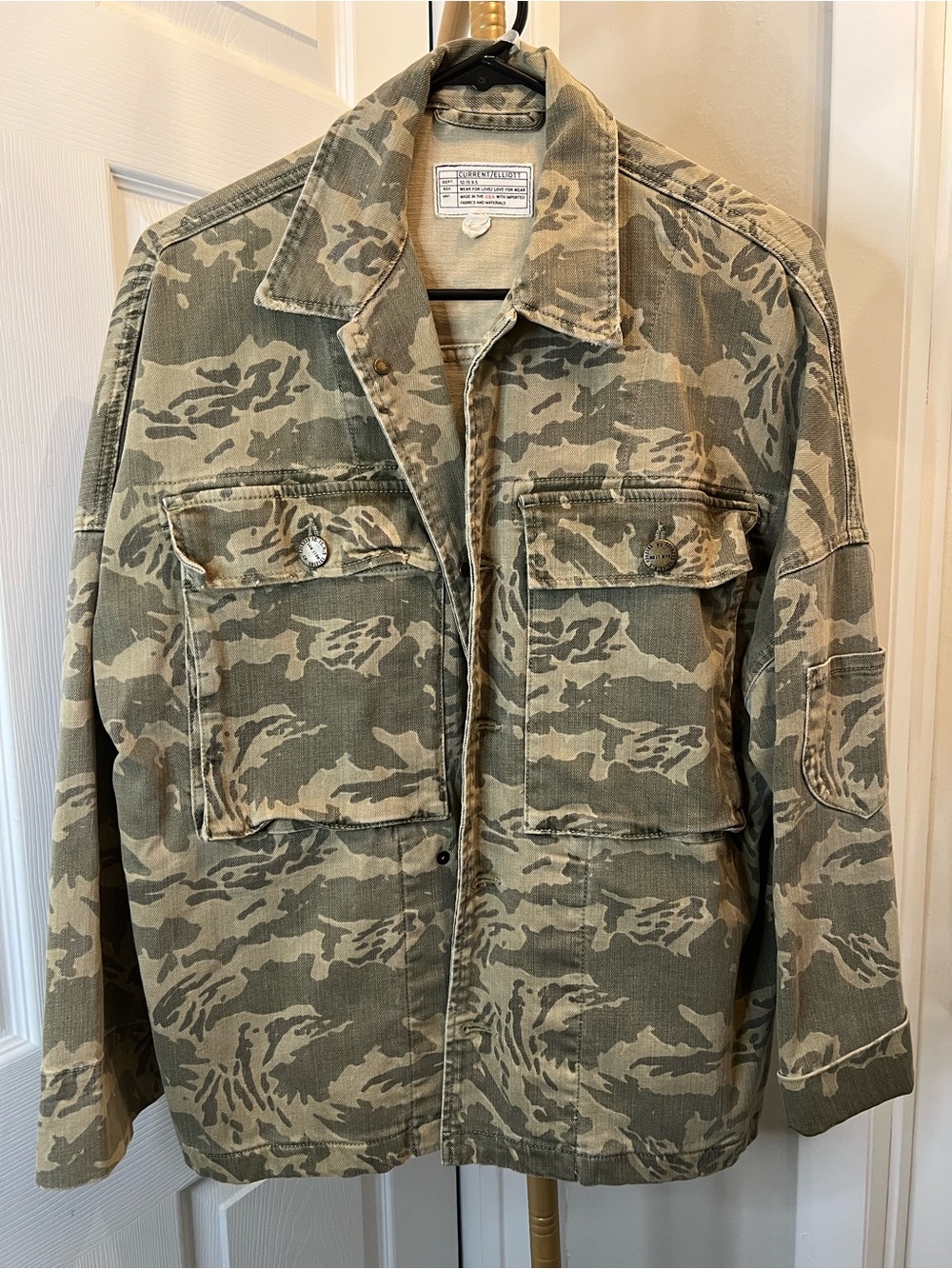 Current/Elliott Men's Camouflage Field Jacket in Olive and Tan